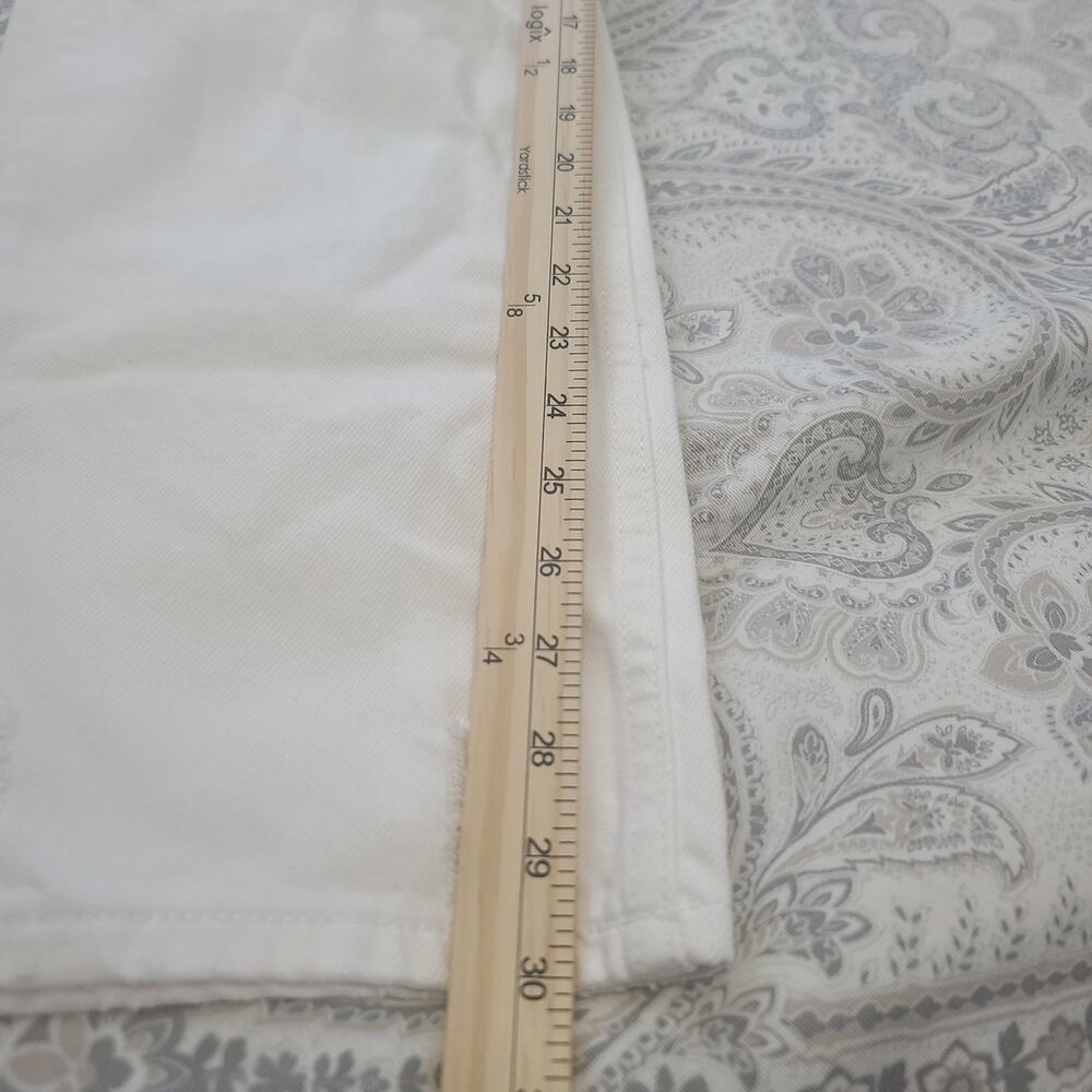 Grey Lab Hise rise destroyed straight leg jeans white women's Size 27 - Picture 9 of 11